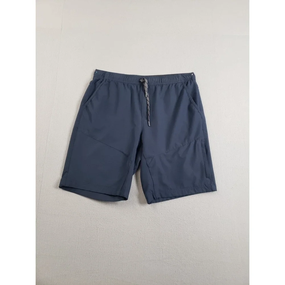 Gerry Men Athletic Short L Navy Blue Drawstring Elastic Waist Pockets Activewear